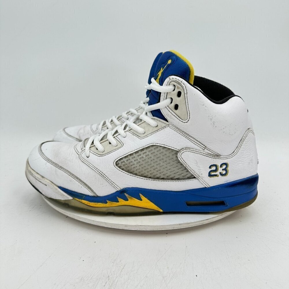 Nike Air Jordan 5 V Men Size 10.5 136027-189 Laney White Blue Yellow Shoes